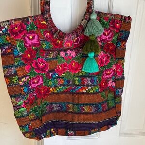 Multicolor Floral Tote with Tassels